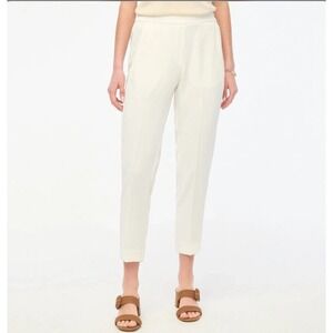 J.CREW‎ Jamie Pants Women 4 Cream NEW Partial Elastic Waist Pockets J6594